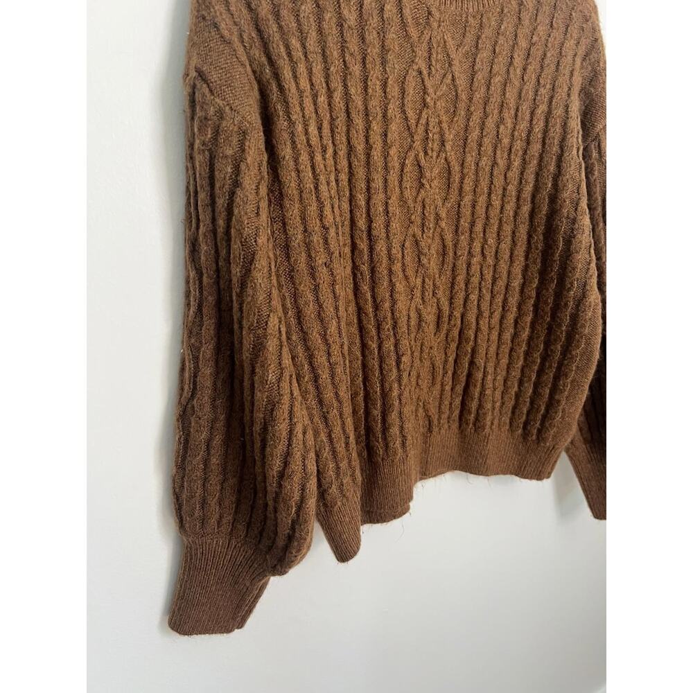 Vince‎ Camuto Women's Medium Rusty Orange Brown Fuzzy Sweater Pattern Cozy - Picture 3 of 6